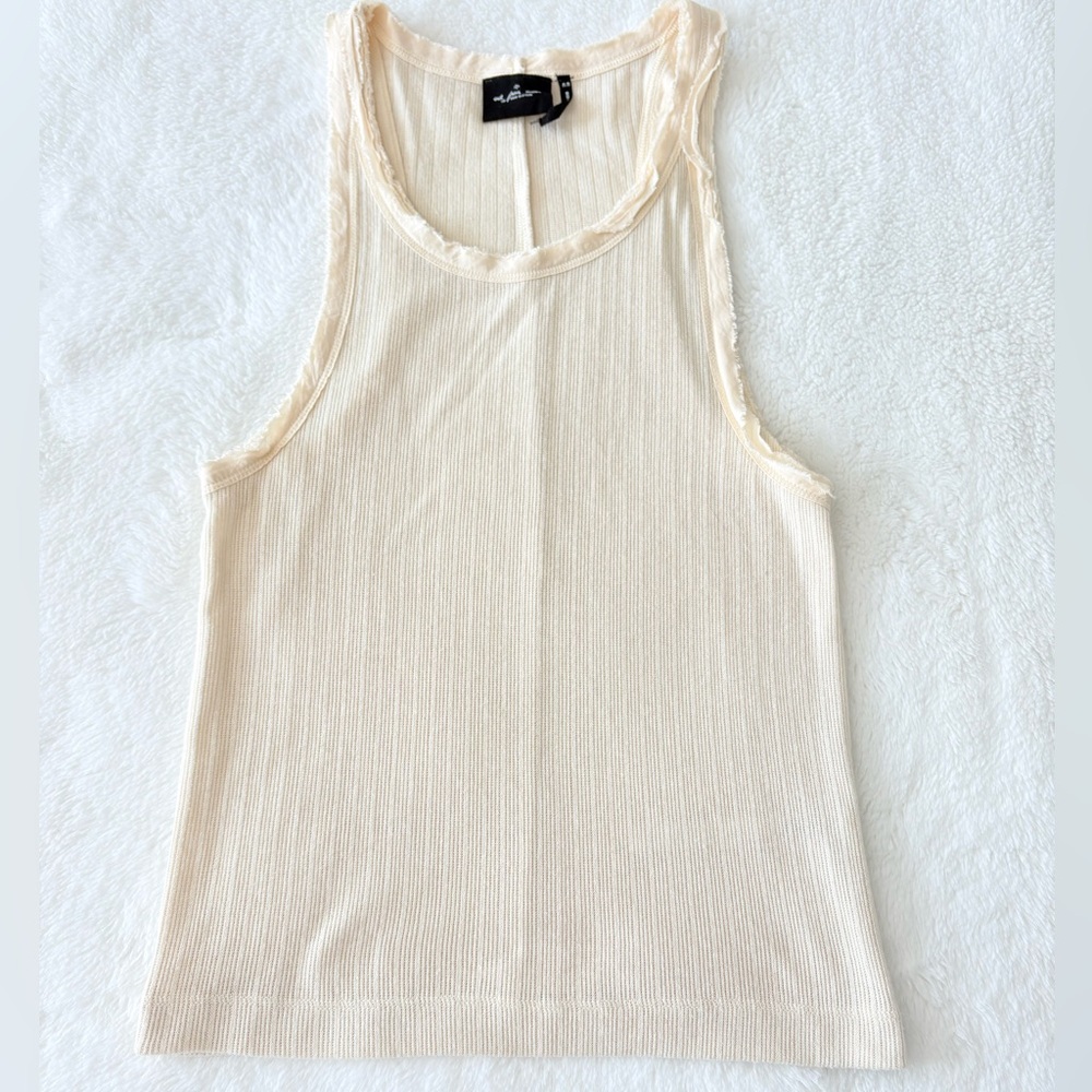 Urban Outfitters Cream Ribbed Tank Top